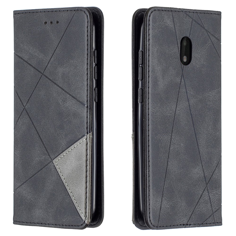 Geometric Pattern Stand Leather Card Holder Phone Case for Nokia C1 Plus - Black-1