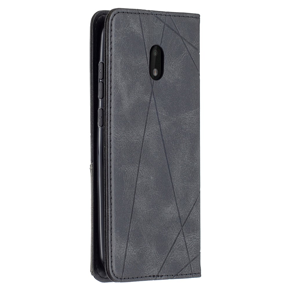 Geometric Pattern Stand Leather Card Holder Phone Case for Nokia C1 Plus - Black-2