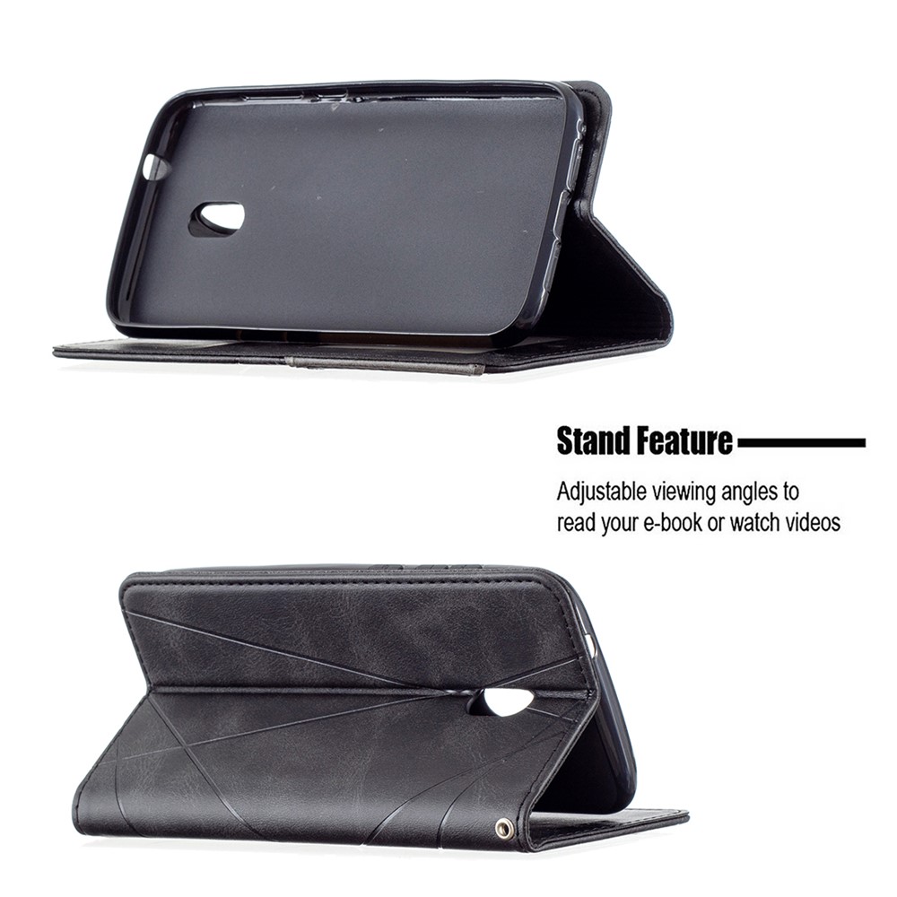 Geometric Pattern Stand Leather Card Holder Phone Case for Nokia C1 Plus - Black-3