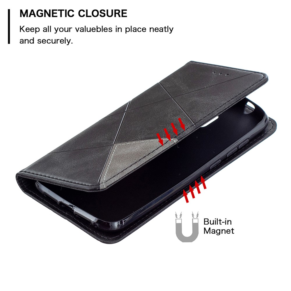 Geometric Pattern Stand Leather Card Holder Phone Case for Nokia C1 Plus - Black-4