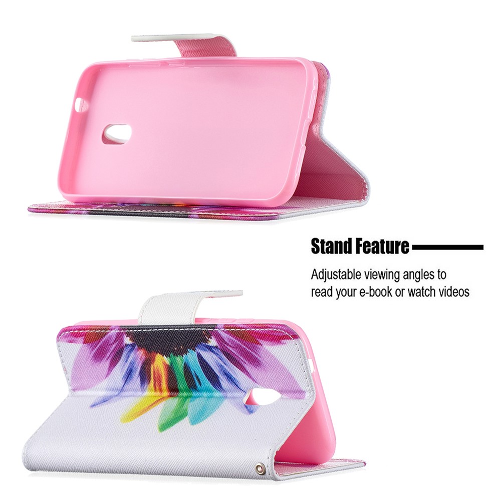 Hot Style Pattern Printing Magnetic Leather Wallet Case for Nokia C1 Plus - Colorful Petals-2