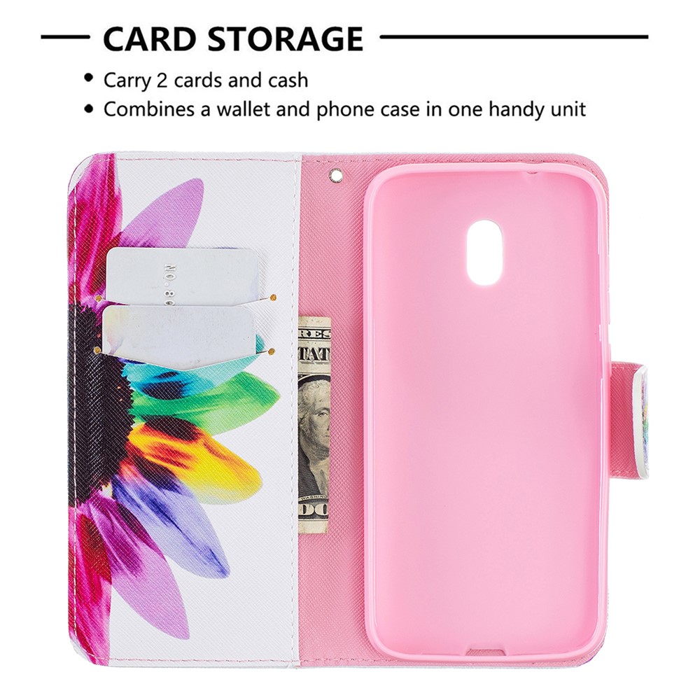 Hot Style Pattern Printing Magnetic Leather Wallet Case for Nokia C1 Plus - Colorful Petals-3