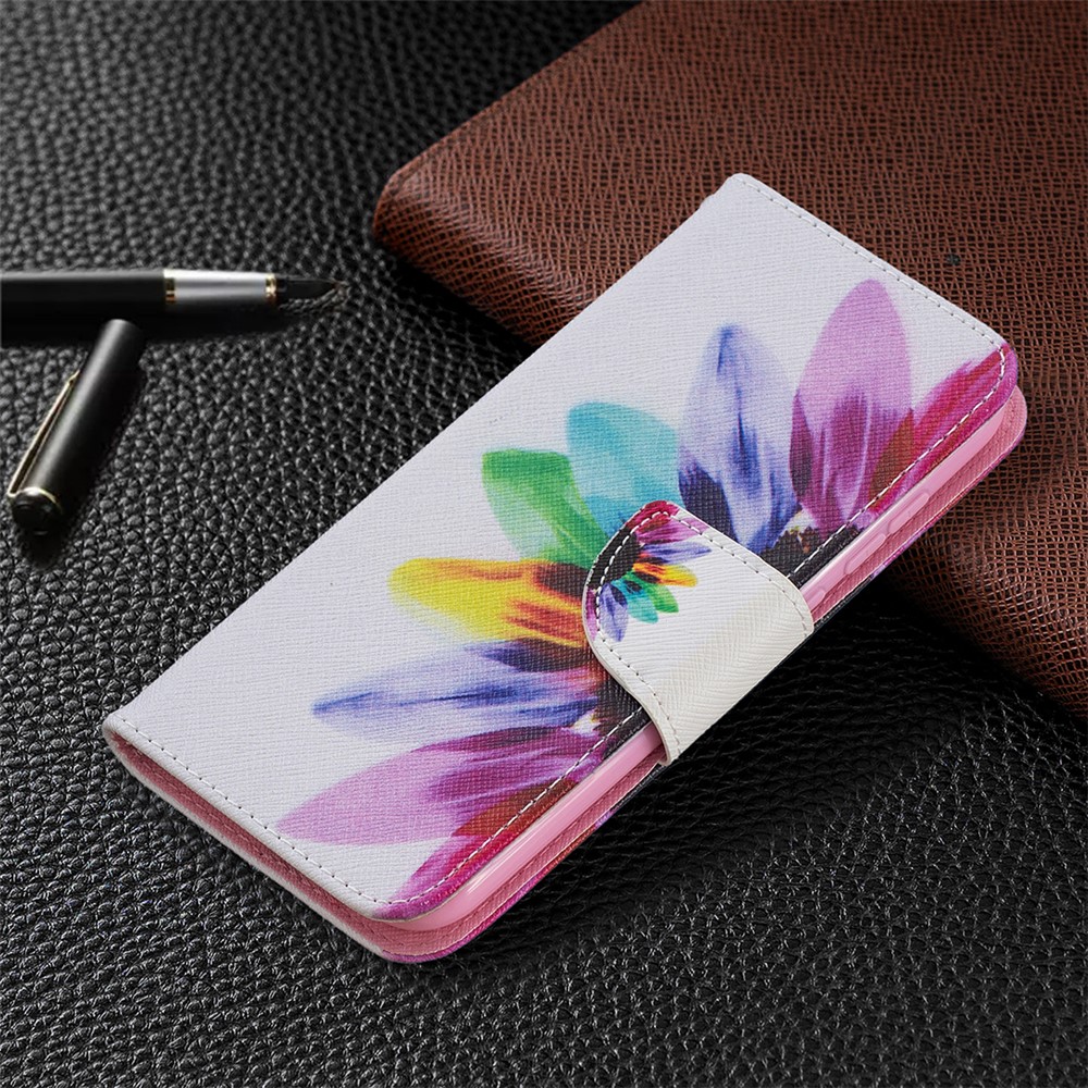 Hot Style Pattern Printing Magnetic Leather Wallet Case for Nokia C1 Plus - Colorful Petals-4