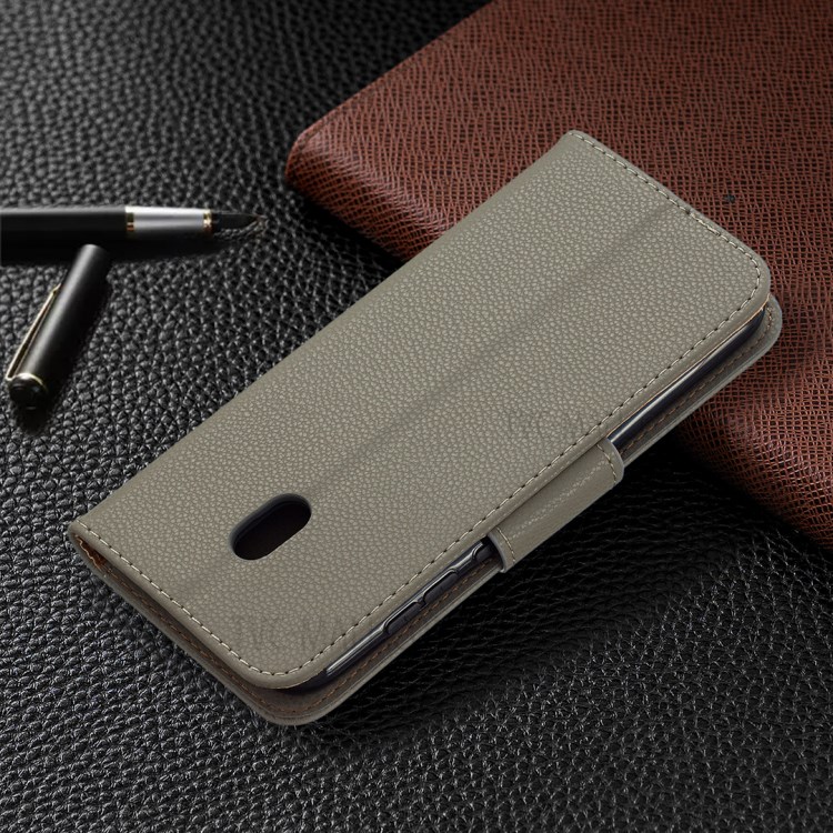 Litchi Grain Leather Cellphone Case with Wallet Stand for Nokia C1 Plus - Grey-6