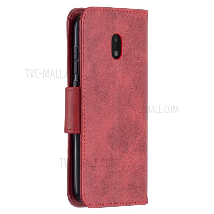 Wallet Leather Stand Shell Cover Case for Nokia C1 Plus - Red-2
