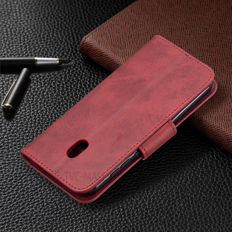 Wallet Leather Stand Shell Cover Case for Nokia C1 Plus - Red-6