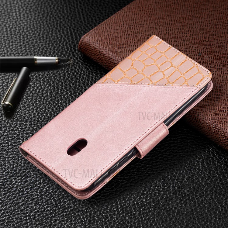BF04 Crocodile Texture Splicing Wallet Stand Leather Protector Case for Nokia C1 Plus - Rose Gold-6