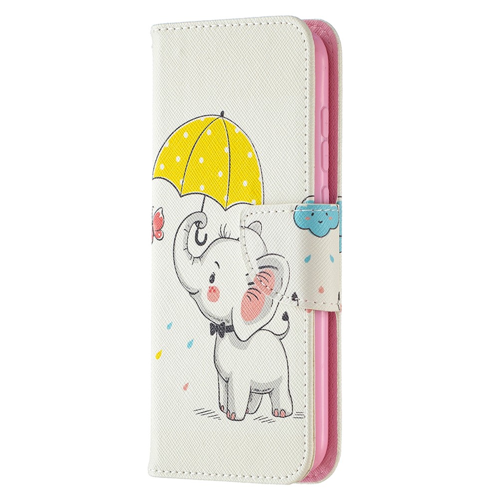 Pattern Printing Wallet Leather Stand Cover for Nokia C1 Plus Case - Elephant and Umbrella-6