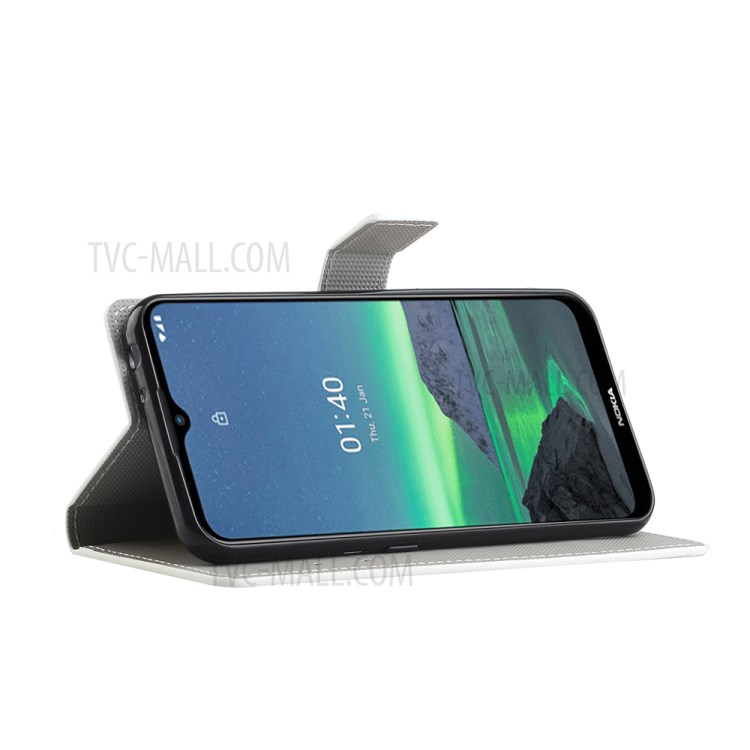 Pattern Printing Leather Phone Case Protective Cover Wallet Stand for Nokia 1.4 - Iron Tower-5