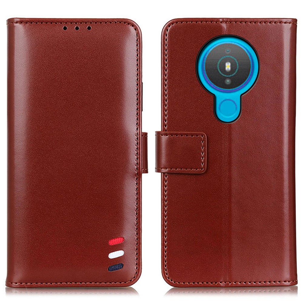 PU Leather Wallet Stand Design Mobile Casing for Nokia 1.4 - Brown-1