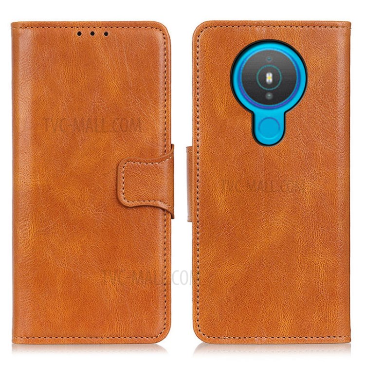 Crazy Horse Leather Wallet Stand Shell for Nokia 1.4 - Brown-1