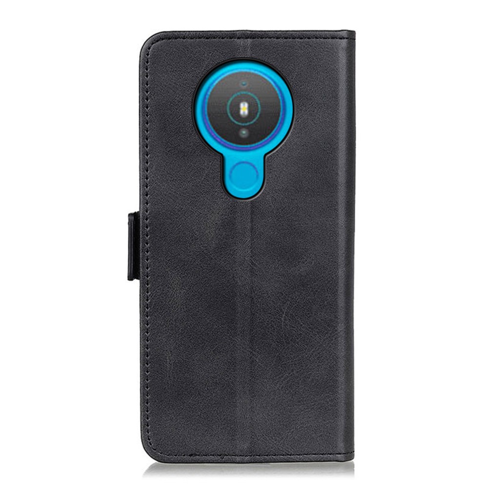 Magnetic Double Clasp Leather Wallet Stand Case for Nokia 1.4 - Black-3