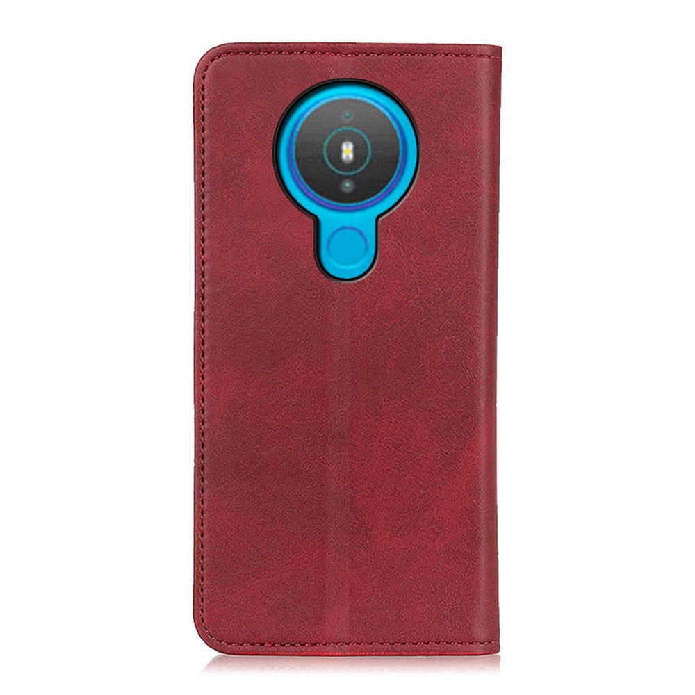 Split Leather Auto-absorbed Wallet Phone Shell Case with Stand for Nokia 1.4 - Red-3