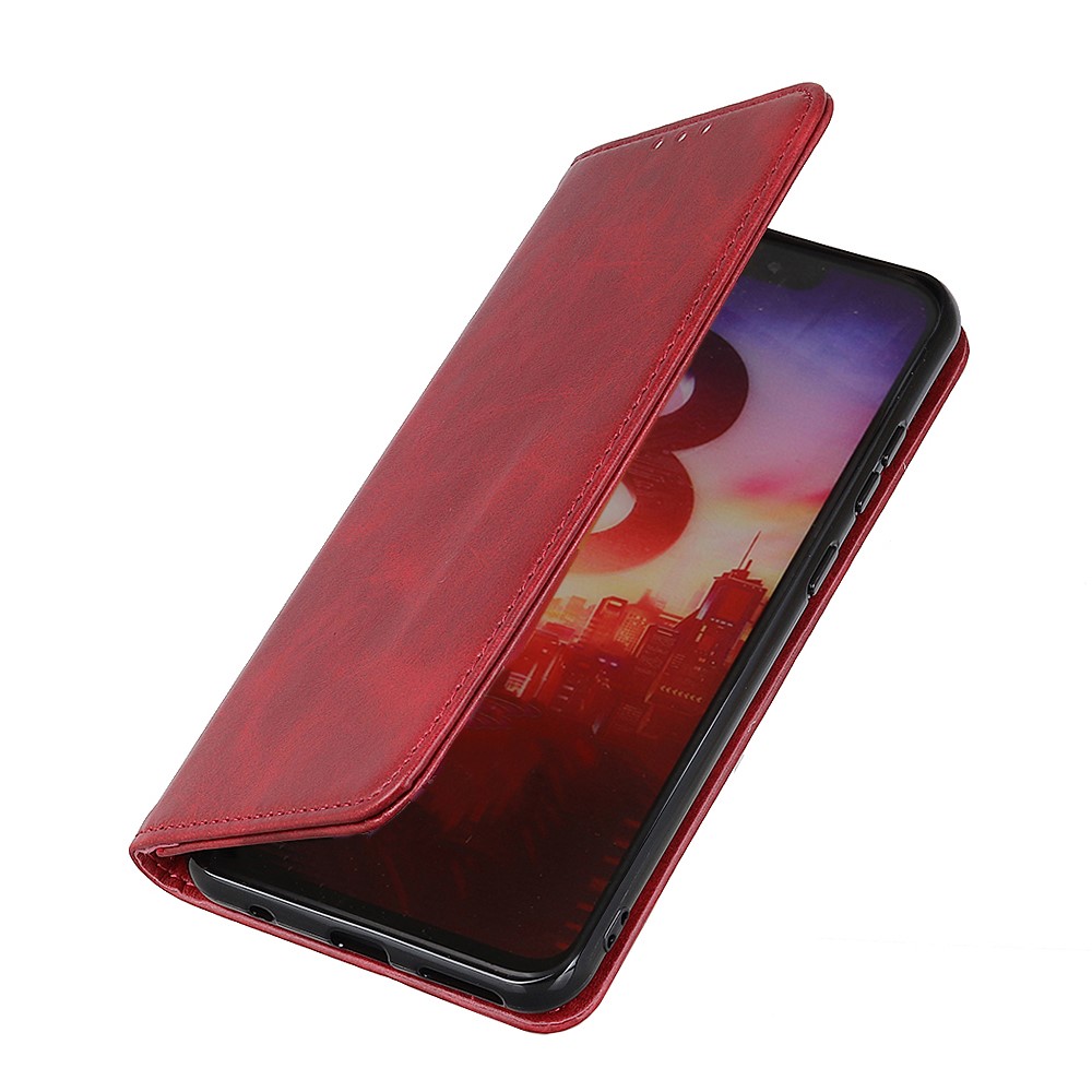Split Leather Auto-absorbed Wallet Phone Shell Case with Stand for Nokia 1.4 - Red-7