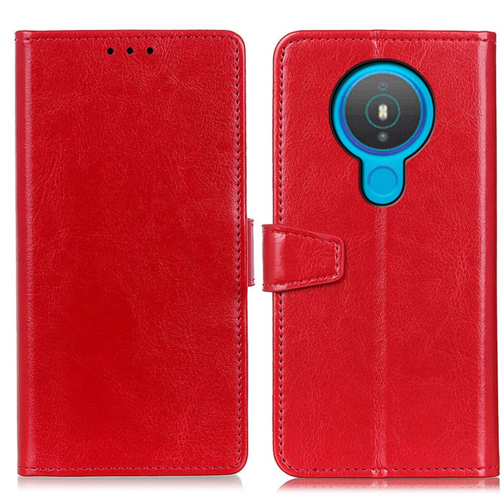 Wallet Design Full Protection Leather Phone Stand Cover Case for Nokia 1.4 - Red-1