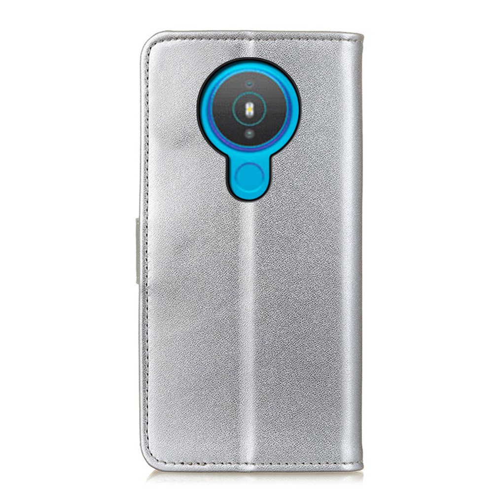 Leather Stand Case with Card Slots for Nokia 1.4 - Silver-3