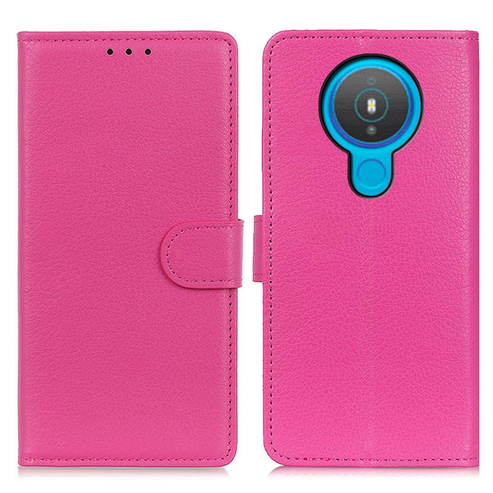 Litchi Skin Cell Phone Leather Wallet Case for Nokia 1.4 - Rose-1