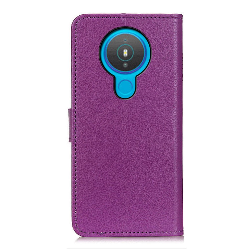 Litchi Skin Cell Phone Leather Wallet Case for Nokia 1.4 - Purple-3