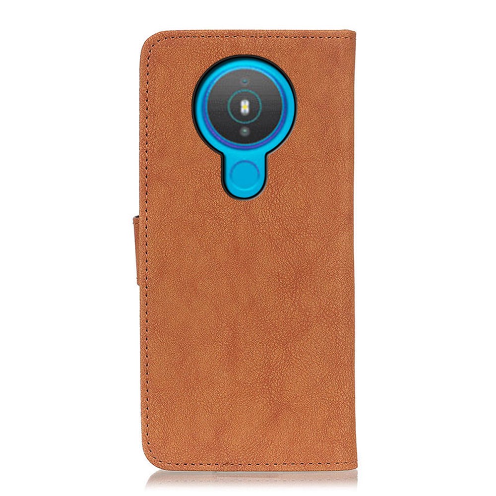 KHAZNEH Vintage Style Wallet Leather Stand Case for Nokia 1.4 - Brown-3