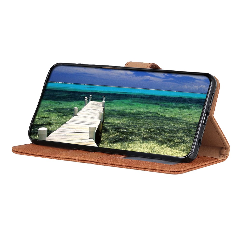 KHAZNEH Vintage Style Wallet Leather Stand Case for Nokia 1.4 - Brown-6