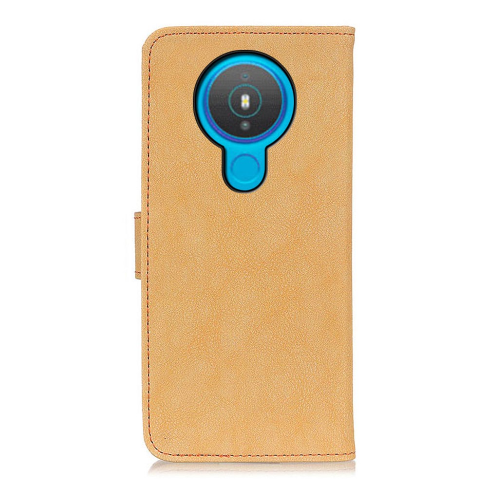 KHAZNEH Vintage Style Wallet Leather Stand Case for Nokia 1.4 - Khaki-3