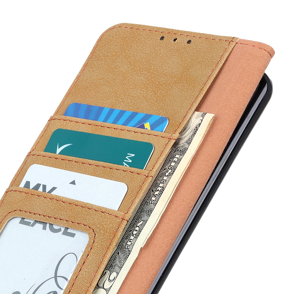 KHAZNEH Vintage Style Wallet Leather Stand Case for Nokia 1.4 - Khaki-5