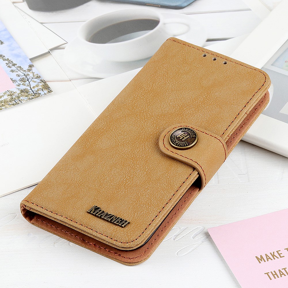 KHAZNEH Vintage Style Wallet Leather Stand Case for Nokia 1.4 - Khaki-9
