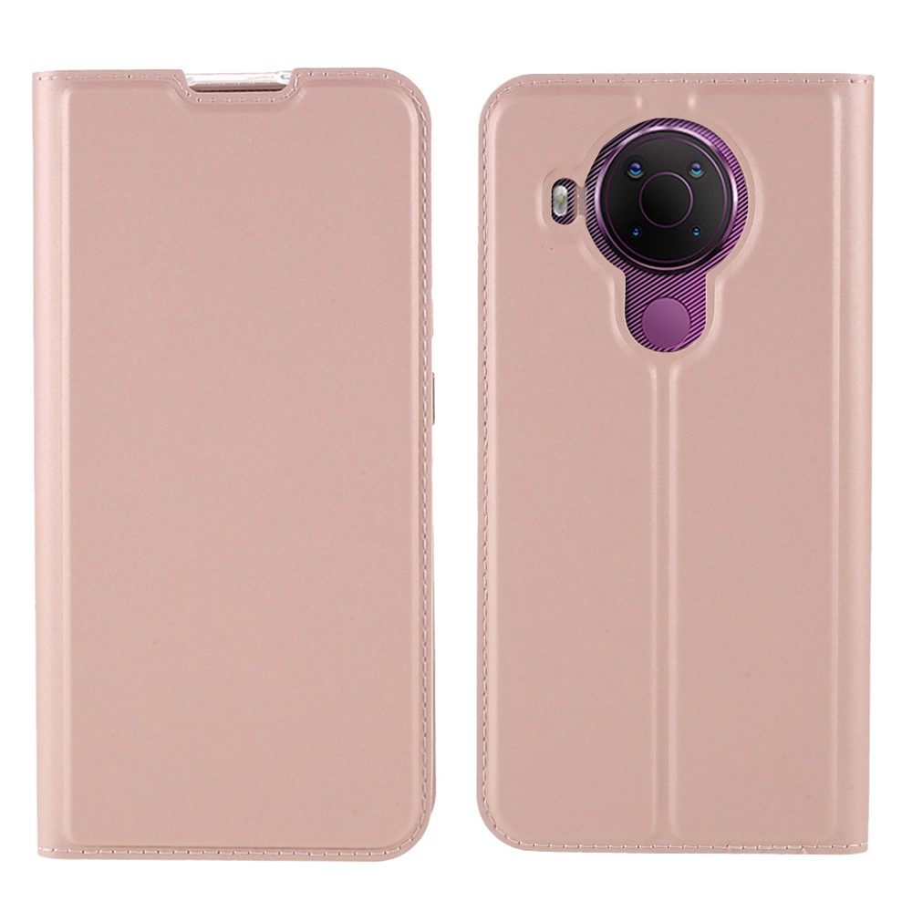 Auto-absorbed PU Leather Card Holder Phone Shell Cover Case Stand for Nokia 5.4 - Rose Gold-1