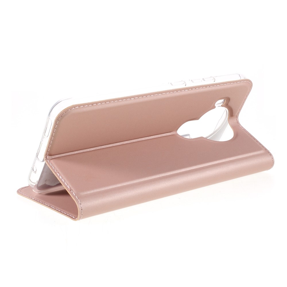 Auto-absorbed PU Leather Card Holder Phone Shell Cover Case Stand for Nokia 5.4 - Rose Gold-7