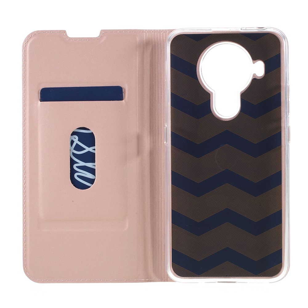 Auto-absorbed PU Leather Card Holder Phone Shell Cover Case Stand for Nokia 5.4 - Rose Gold-8