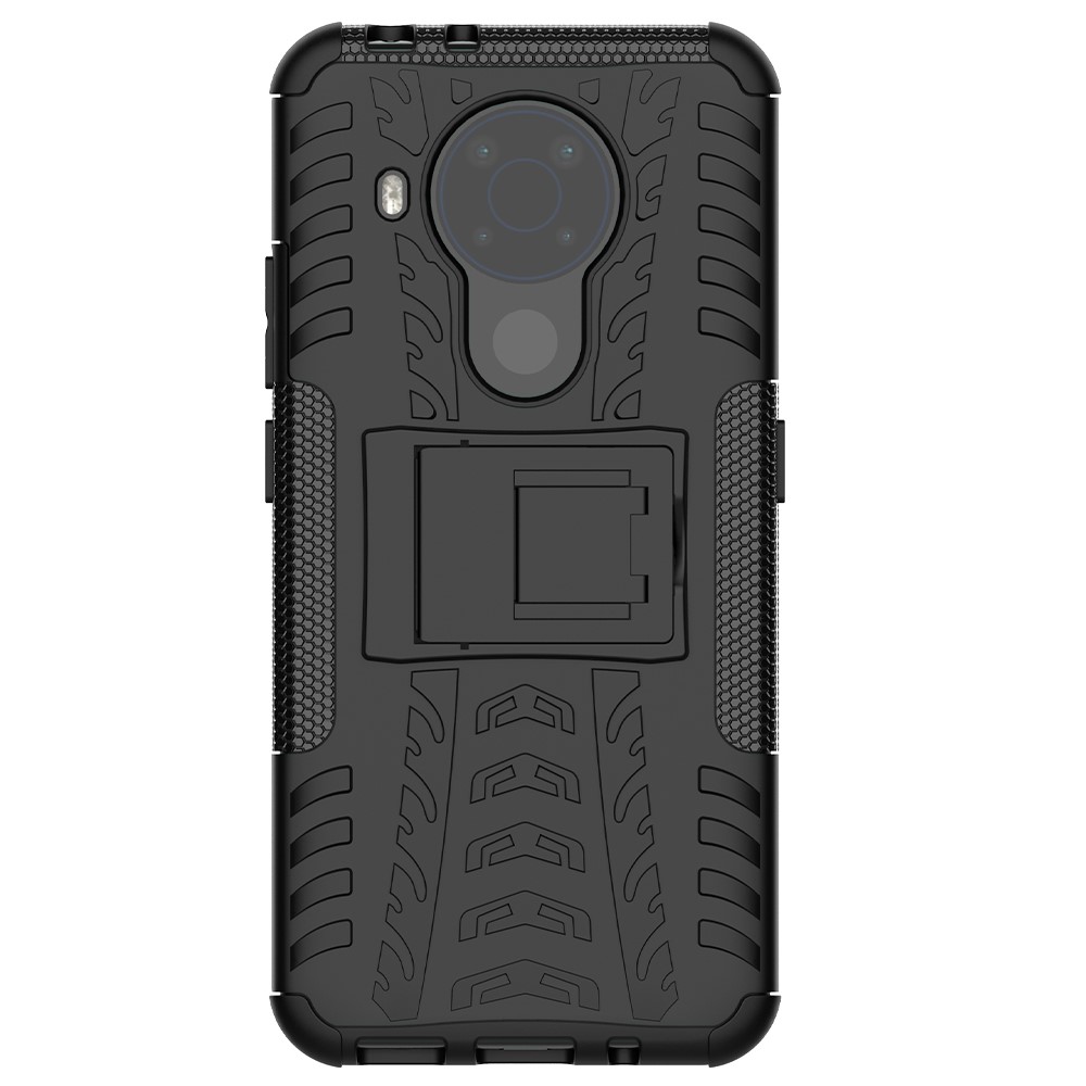 Cool Tyre Surface Design PC + TPU Hybrid Phone Case Cover with Kickstand for Nokia 5.4 - Black-2