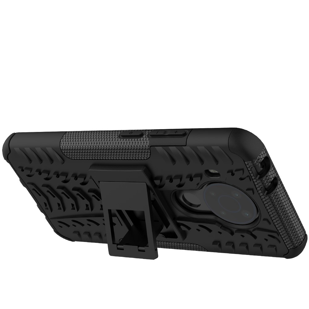 Cool Tyre Surface Design PC + TPU Hybrid Phone Case Cover with Kickstand for Nokia 5.4 - Black-4