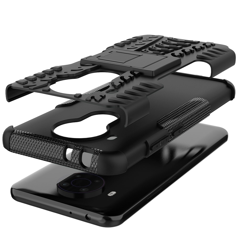 Cool Tyre Surface Design PC + TPU Hybrid Phone Case Cover with Kickstand for Nokia 5.4 - Black-5