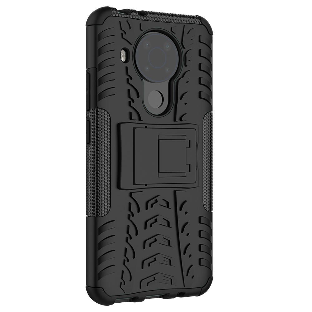 Cool Tyre Surface Design PC + TPU Hybrid Phone Case Cover with Kickstand for Nokia 5.4 - Black-7