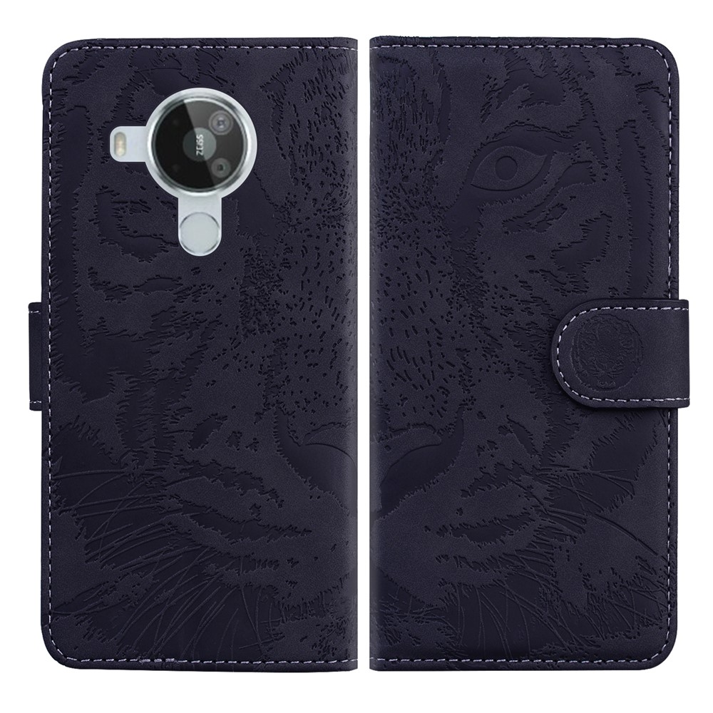 Tiger Pattern Imprinting Leather Cover for Nokia 7.3 Wallet Stand Case - Black-1