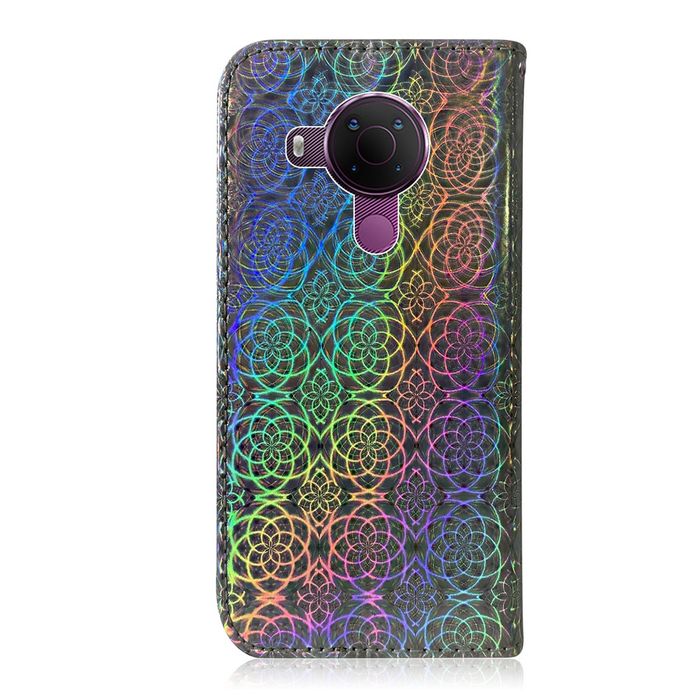 Flower Pattern Leather Stand Wallet Cover Case for Nokia 5.4 - Grey-2