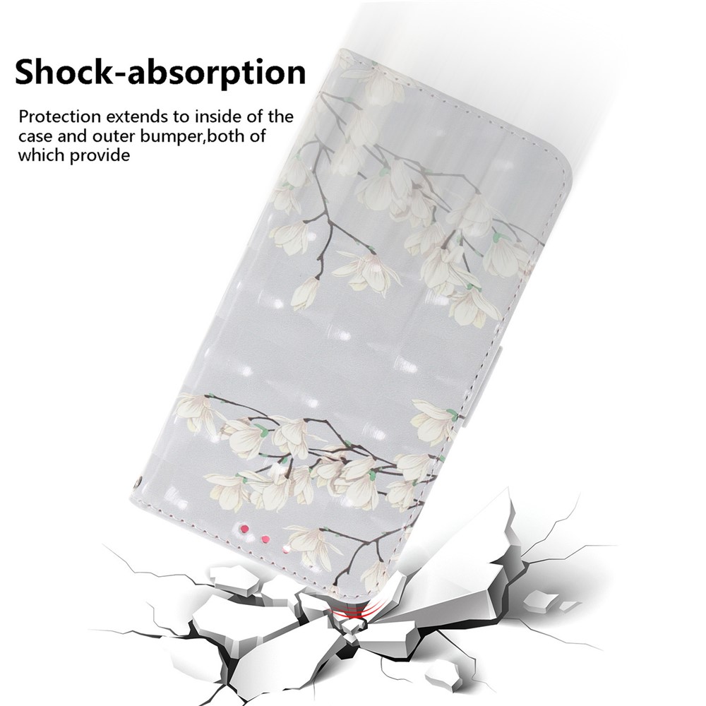 3D Pattern Printing PU Leather Wallet Stand Phone Protection Cover Case for Nokia 5.4 - White Flower-6
