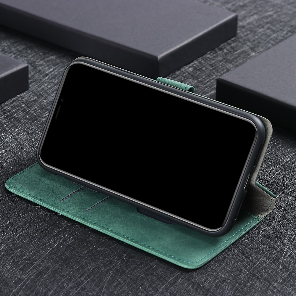 Skin-touch Feeling Leather Wallet Case for Nokia 6.3 Phone Cover with Supporting Stand - Green-12