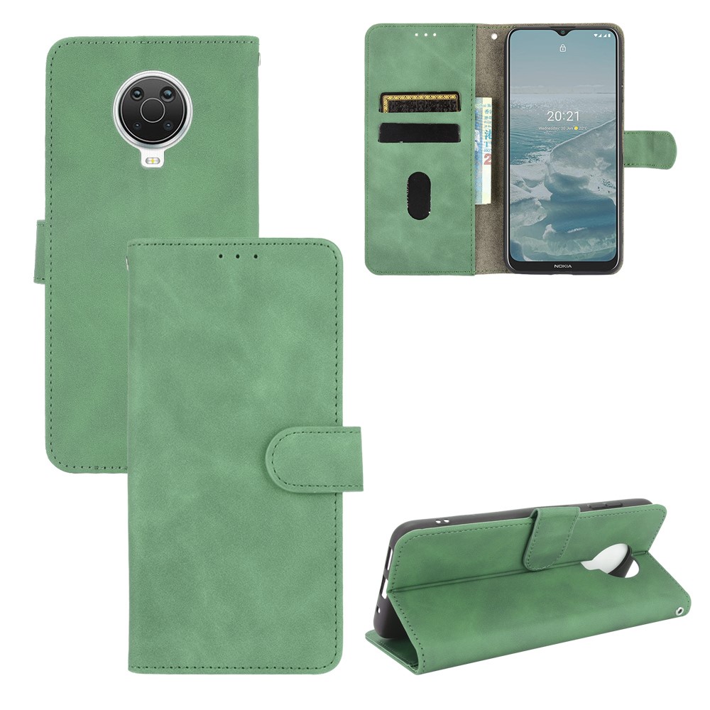 Skin-touch Feeling Leather Wallet Case for Nokia 6.3 Phone Cover with Supporting Stand - Green-7