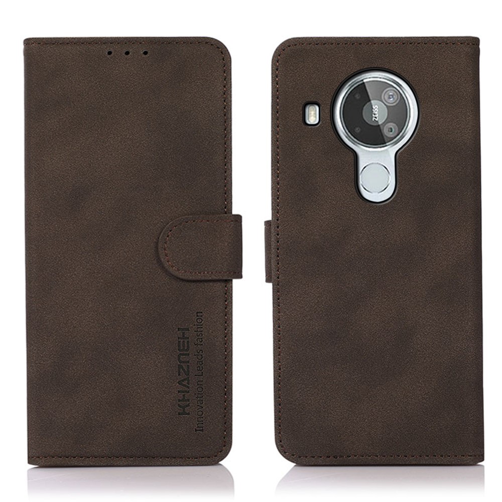 KHAZNEH Quality Mobile Phone Protective Leather Cover Case Stand Wallet for Nokia 7.3 - Brown-1
