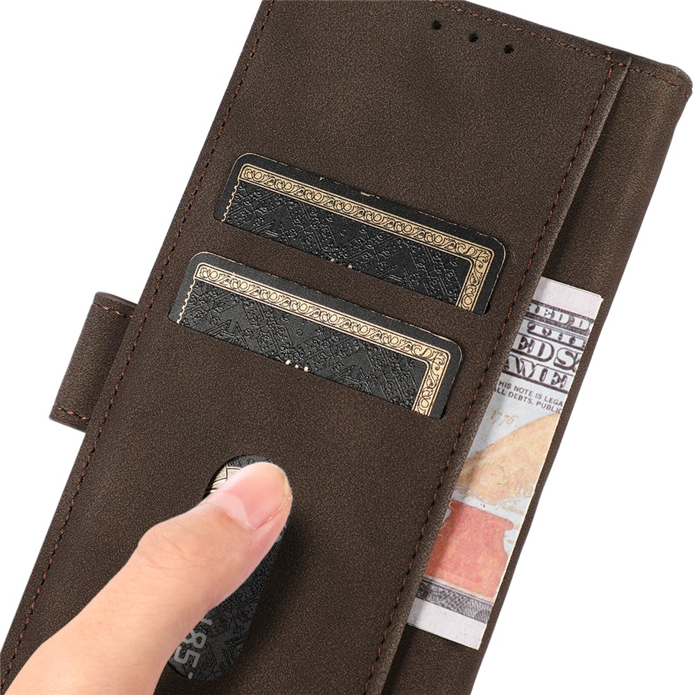 KHAZNEH Quality Mobile Phone Protective Leather Cover Case Stand Wallet for Nokia 7.3 - Brown-6