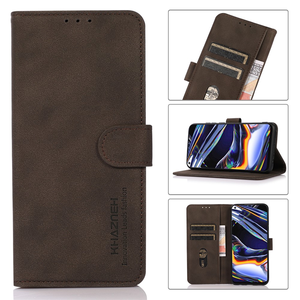 KHAZNEH Quality Mobile Phone Protective Leather Cover Case Stand Wallet for Nokia 7.3 - Brown-8