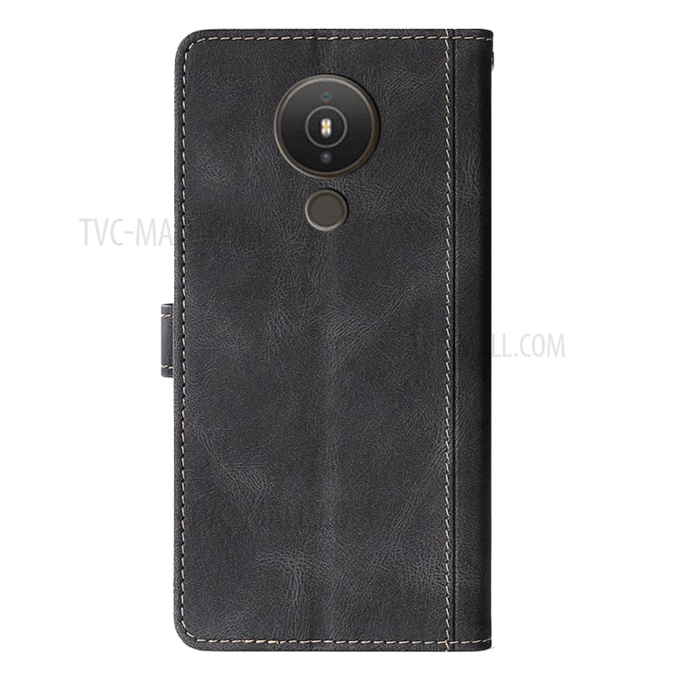 Color Matching Leather Phone Cover Case for Nokia 1.4 - Black-3