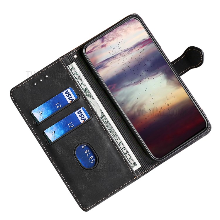 Color Matching Leather Phone Cover Case for Nokia 1.4 - Black-6