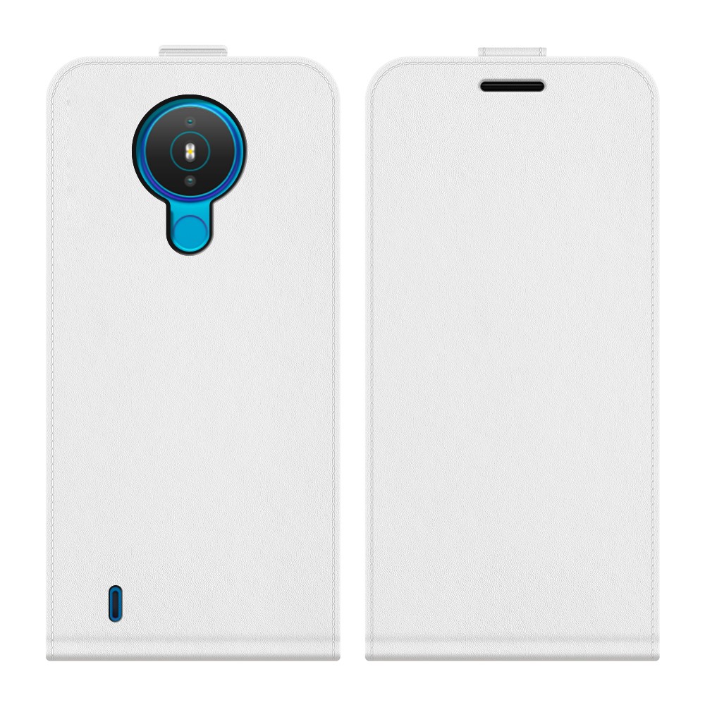 Crazy Horse Leather Protector Case Vertical Flip Phone Cover with Card Slot for Nokia 1.4 - White-1