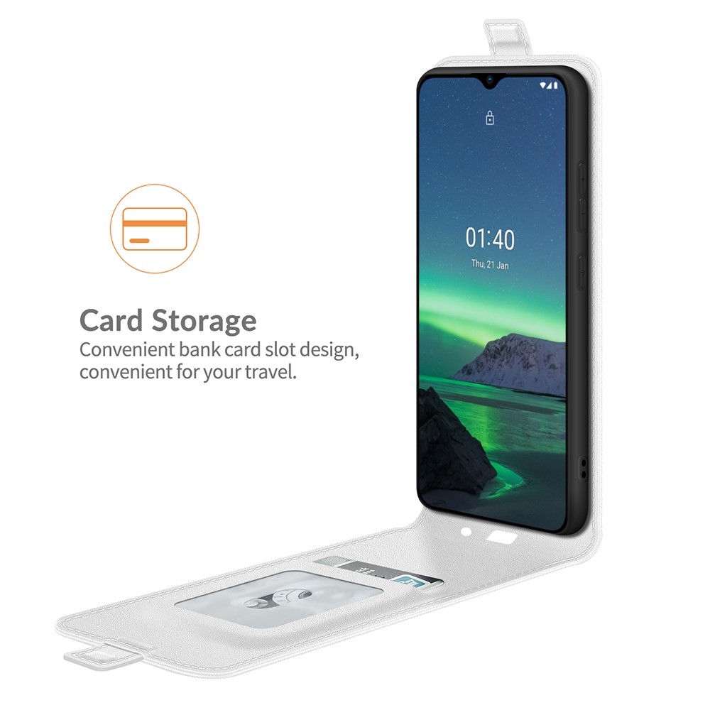 Crazy Horse Leather Protector Case Vertical Flip Phone Cover with Card Slot for Nokia 1.4 - White-3
