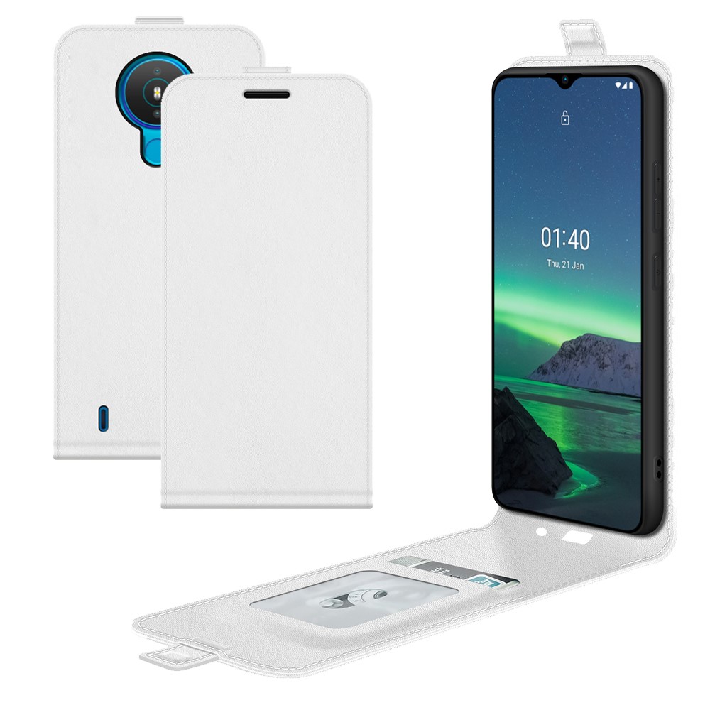 Crazy Horse Leather Protector Case Vertical Flip Phone Cover with Card Slot for Nokia 1.4 - White-7