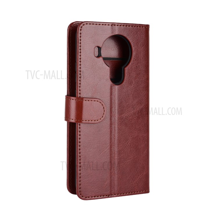 Crazy Horse Leather Wallet Stand Case for Nokia 5.4 - Brown-4