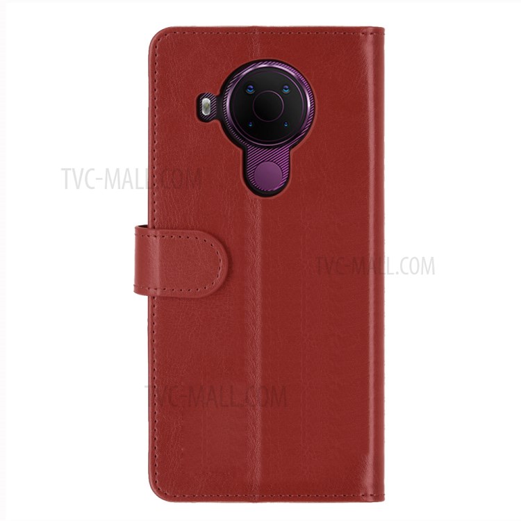 Crazy Horse Leather Wallet Stand Case for Nokia 5.4 - Brown-5