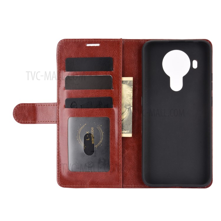 Crazy Horse Leather Wallet Stand Case for Nokia 5.4 - Brown-6
